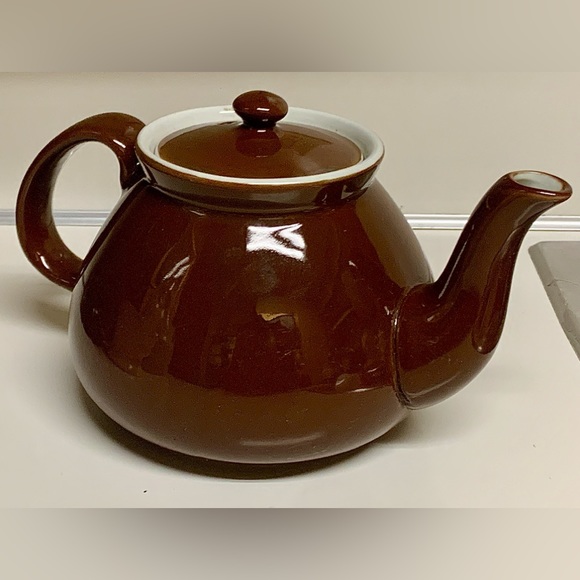 Mid Century Vintage Brown Ceramic Restaurant Diner Style Lidded Teapot - Picture 5 of 16